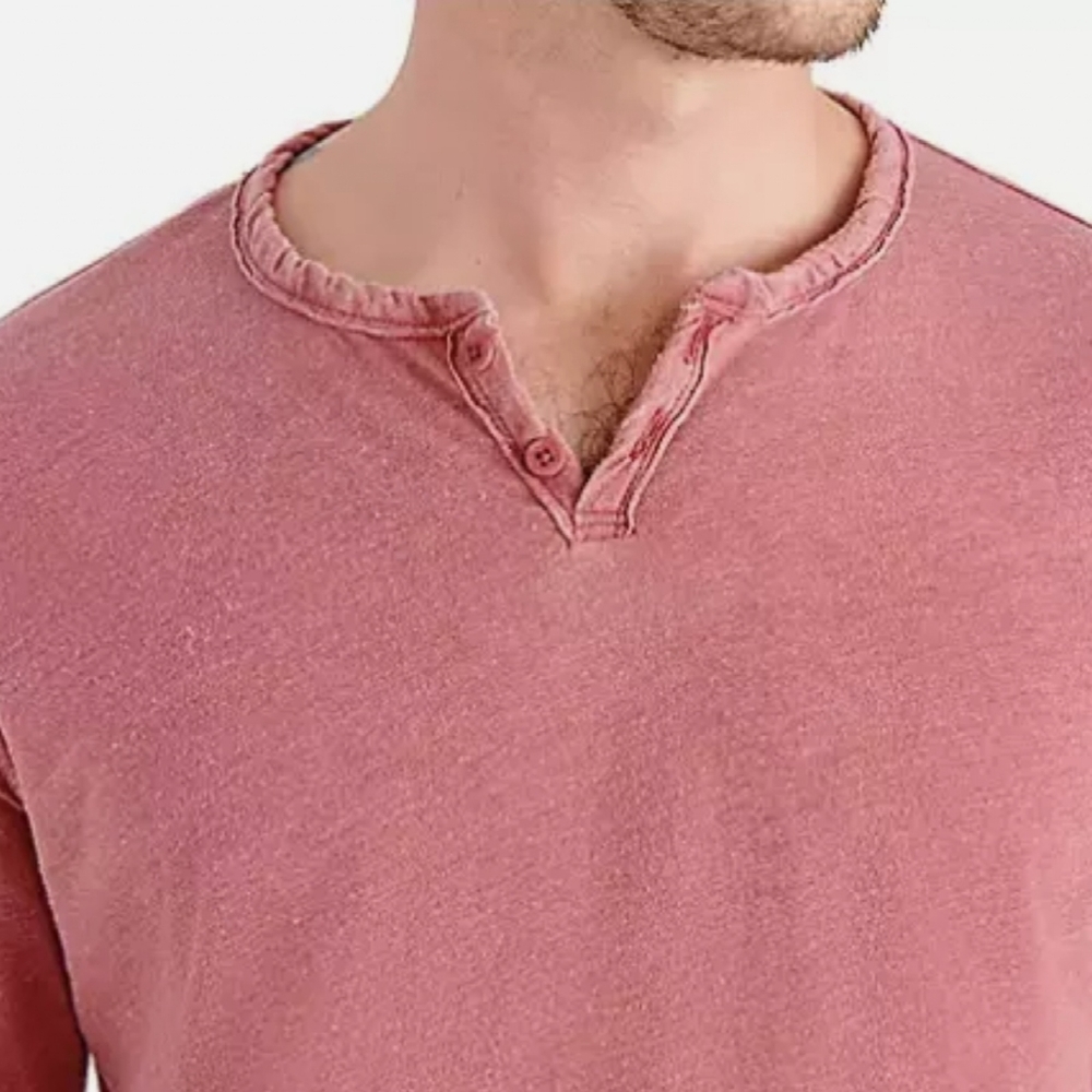 NWT Lucky Brand Men's Long Sleeve Triblend Notch Neck Henley  with button closur - Picture 3 of 15